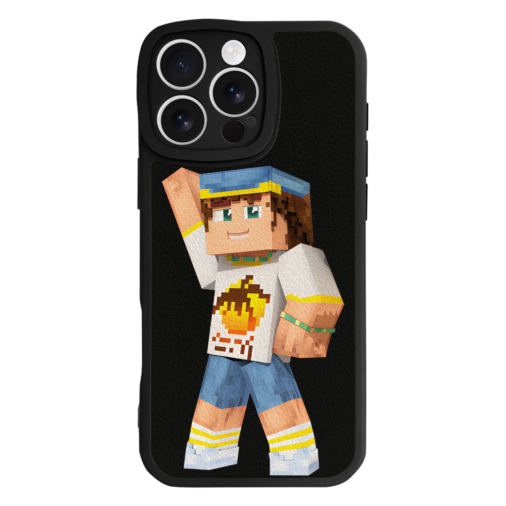 （画像用） マインクラフト ブロックの世界 Minecraft MC Block world 【iPhone 16シリーズ対応】シリコンスマホケース（レザー調） 材質：シリコン
